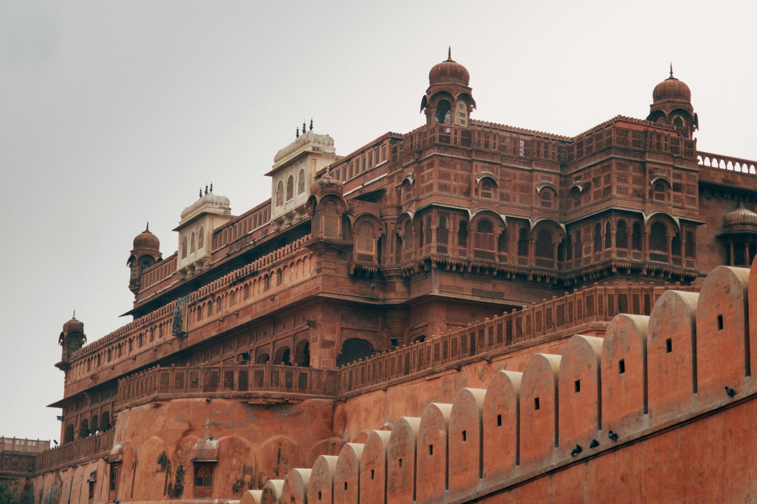 Stunning view of Junagarh Fort showcasing its intricate Rajput architecture in Bikaner, India.